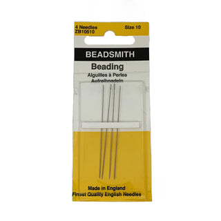 Package of 4 long size 10  beading needles.