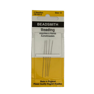 Package of 4 long size 12 beading needles.