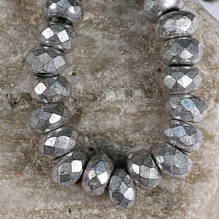 6x9mm Large Hole Roller beads strand, antique silver. 