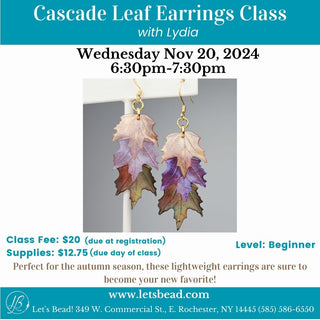 Flyer for Cascade Lear Earrings class.