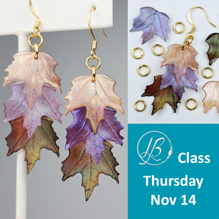 Cascade leaf earrings class flyer.