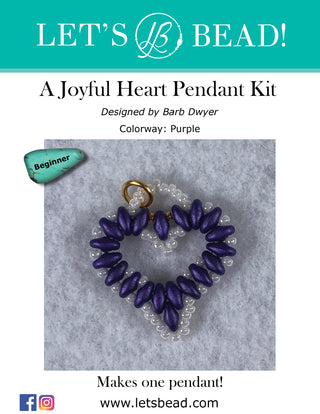 Cover pix of Joyful Heart Pendant Kit in purple and white.