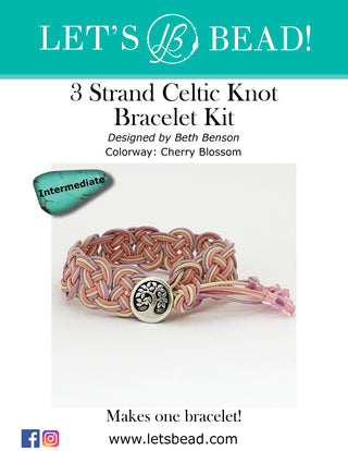 Cover of Bracelet Kit: 3 Strand Celtic Knot Bracelet Kit in Cherry Blossom.