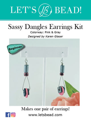 Cover of pink and gray beaded earrings kit.