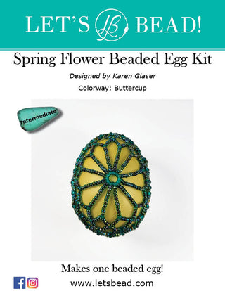 Cover of green and yellow Spring Flower Beaded Egg Kit.