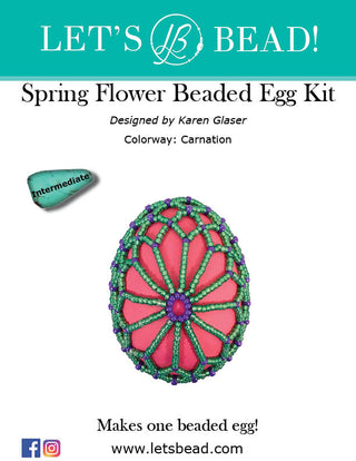 Cover of orange ,green and purple Spring Flower Beaded Egg Kit.