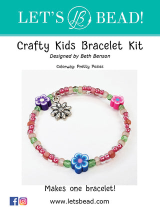 Full cover of  DIY Kit Crafty Kids memory wire Bracelet with flower charm  - Pretty Posies.