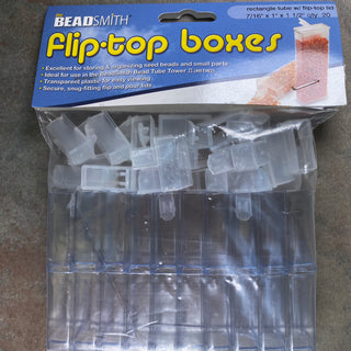 Clear flip top boxes 7/16 x1 x1.5 in package of 20.