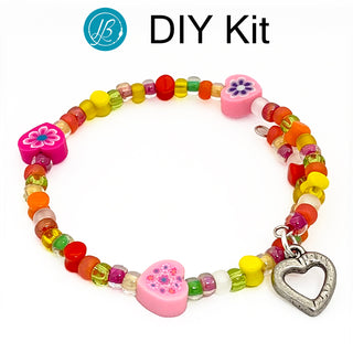 DIY Kit Crafty Kids memory wire Bracelet with heart charm - Happy Hearts.
