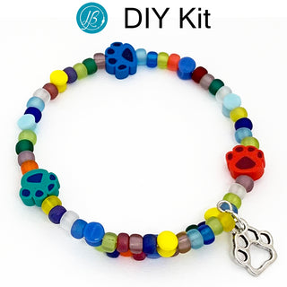 DIY Kit Crafty Kids memory wire Bracelet with pawprint charm - Peppy Paws.