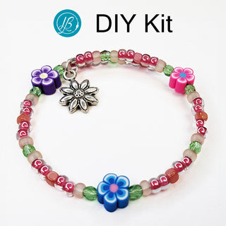 DIY Kit Crafty Kids memory wire Bracelet with flower charm  - Pretty Posies.