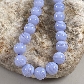 Blue Lace Agate 10mm round beads strand.