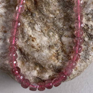 Natural Multicolor Strawberry Quartz Faceted Cube 4mm bead strand.