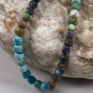 Natural Dragon Skin Turquoise Faceted Cube beads strand.