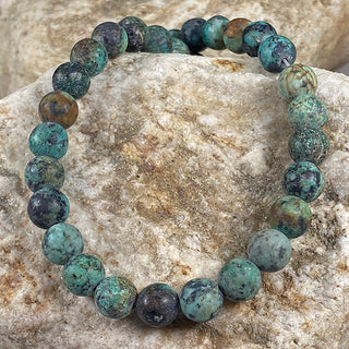 Matte African turquoise 8mm round beads strand.
