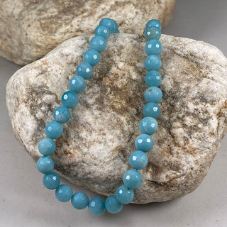 Amazonite AAA 8mm faceted round beads strands.