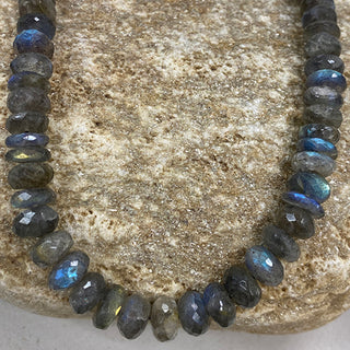 Labradorite 8-9mm faceted rondelle beads strand.