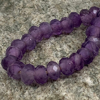 Amethyst faceted rondelle 6mm bead strand.