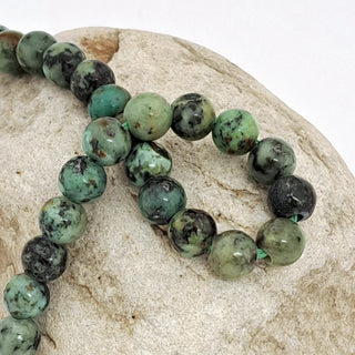 African Turquoise large hole beads strand, 8mm Round