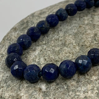 Lapis faceted round 8mm beads strand.