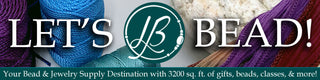 Store header for website with Let's Bead! and logo over image of beading cord.