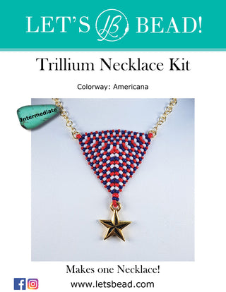 Cover of Let's Bead Trillium Necklace Kit in Red, White & Blue.
