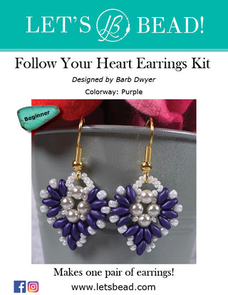 Cover of purple and white beaded earrings kit.