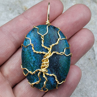 Closeup of wire wrapped tree of life.