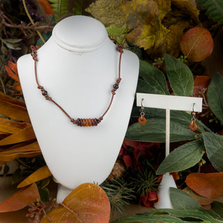 Earthy Leather Necklace & Earrings Clas