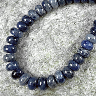 Large hole strand of 8m sunset dumortierite rondelles.