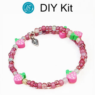 DIY Kit Crafty Kids memory wire Bracelet with leaf charm  - Strawberry Patch.