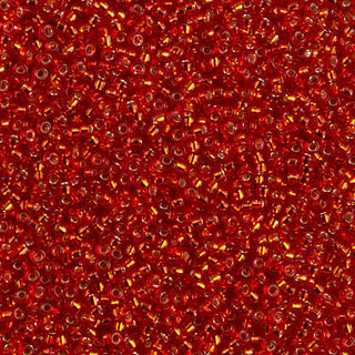 15/0 Silver Lined Flame Red Seed Beads.