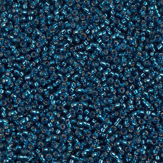 15/0 Dyed Silver Lined Blue Zircon Seed Beads.
