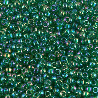 8/0 Transparent Green AB Miyuki Seed Beads.