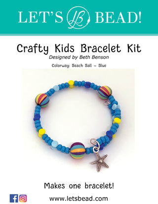 Full cover of DIY Kit Crafty Kids memory wire Bracelet with starfish charm  - blue beach ball.