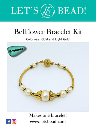 Beginner bracelet kit with light gold beads and gold plated accents.