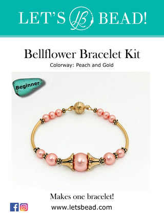 Beginner bracelet kit with peach beads and gold plated accents.