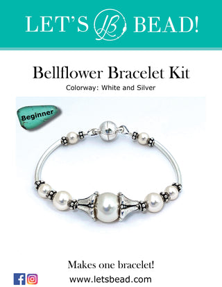 Beginner bracelet kit with white beads and silver plated accents.