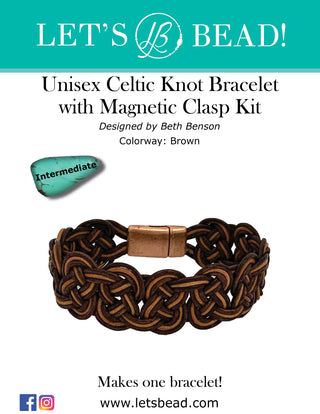 Unisex Celtic Knot Bracelet with Magnetic Clasp - Brown