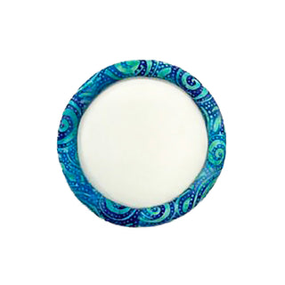 7.5in round beading board with Teal Swirl batik fabric on cushioned side rails.