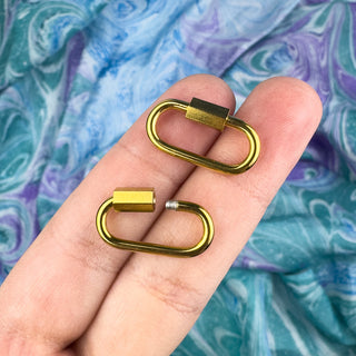 Carabiner Screw Clasp 21mm Gold PVD Stainless Steel