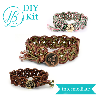 3 leather woven bracelets on a white background