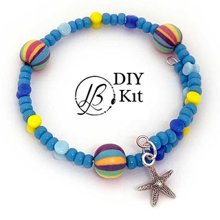 Full cover of DIY Kit Crafty Kids memory wire Bracelet with starfish charm  - blue beach ball