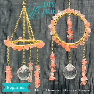 Cherry Quartz and Gold Crystal Suncatchers
