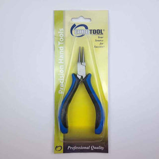 manufacturer packaging for Stainless Steel Round Nose Pliers with blue ergonomic handle on white background