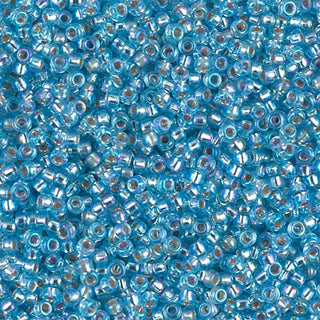 11/0 Silver Lined Aqua AB Miyuki Seed Bead 11-1018 10g