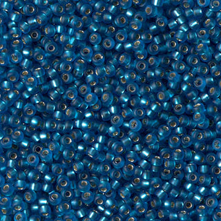 11/0 Matte Silver Lined Capri Blue Miyuki Seed Bead 11-25F 10g