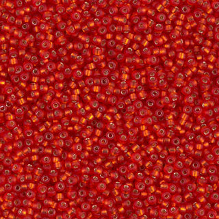 15/0 Matte Silver Lined Flame Red Miyuki Seed Bead 15-10F 10g