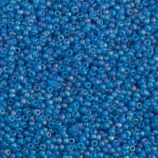 15/0 Matte Transparent Capri Blue AB Miyuki Seed Bead 15-149FR 10g