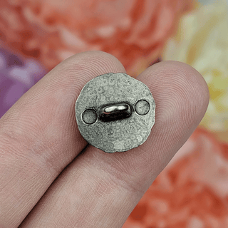 Green Enamel Button 15mm, Antique Silver